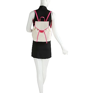 Straw Neon Trimmed Backpack