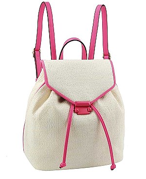 FASHION STRAW TEXTURE CUTE DESIGN BACKPACK