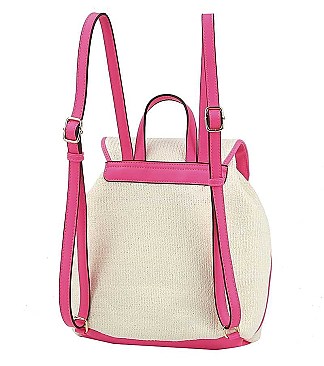 FASHION STRAW TEXTURE CUTE DESIGN BACKPACK