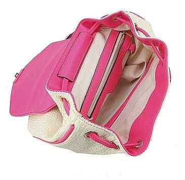 FASHION STRAW TEXTURE CUTE DESIGN BACKPACK