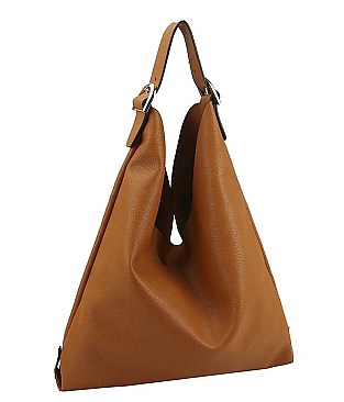 BUCKLED SMOOTH TEXTURE HOBO BAG