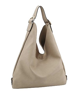 BUCKLED SMOOTH TEXTURE HOBO BAG