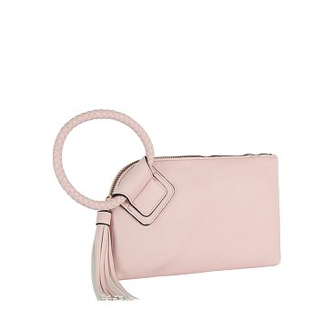 Fashion Cuff Handle Tassel Wristlet Clutch