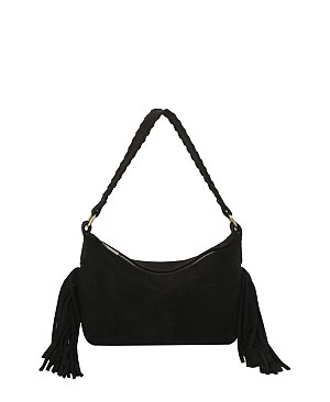 Faux Suede Fringe Shoulder Bag