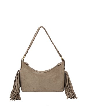 Faux Suede Fringe Shoulder Bag