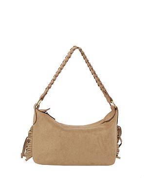 Faux Suede Fringe Shoulder Bag