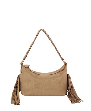Faux Suede Fringe Shoulder Bag