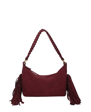 Faux Suede Fringe Shoulder Bag