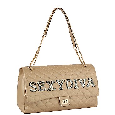 SEXY DIVA Rhinestone Quilted Large