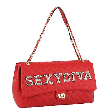 SEXY DIVA Rhinestone Quilted Large