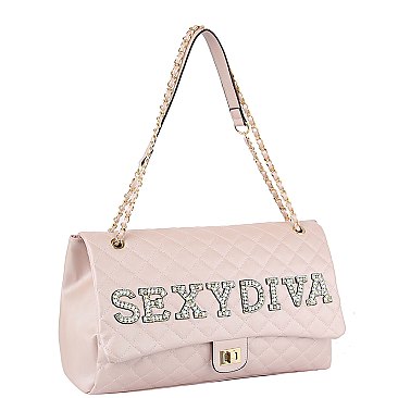 SEXY DIVA Rhinestone Quilted Large