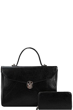 2IN1 DESIGNER MODERN SQUARE SATCHEL WITH MATCHING WALLET