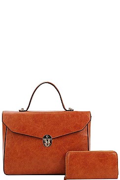 2IN1 DESIGNER MODERN SQUARE SATCHEL WITH MATCHING WALLET