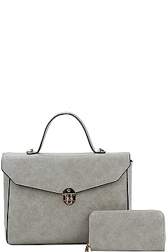 2IN1 DESIGNER MODERN SQUARE SATCHEL WITH MATCHING WALLET
