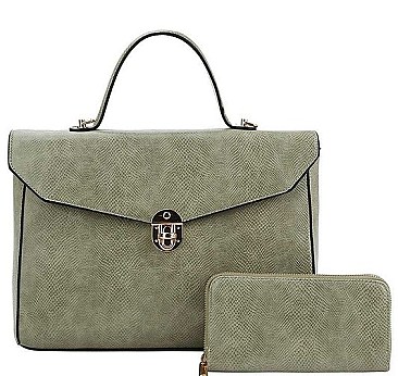 2IN1 DESIGNER MODERN SQUARE SATCHEL WITH MATCHING WALLET