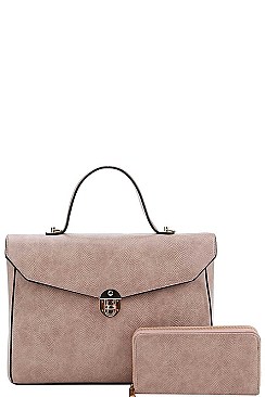 2IN1 DESIGNER MODERN SQUARE SATCHEL WITH MATCHING WALLET