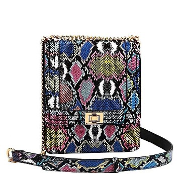 MULTI COLOR VIRAGO PYTHON PATTERN CROSSBODY BAG