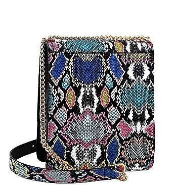 MULTI COLOR VIRAGO PYTHON PATTERN CROSSBODY BAG