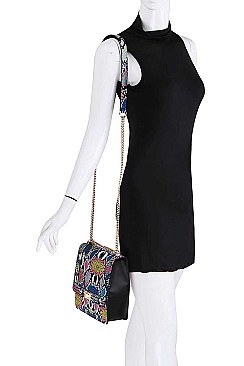 MULTI COLOR VIRAGO PYTHON PATTERN CROSSBODY BAG