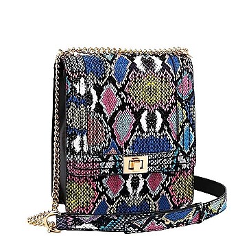 MULTI COLOR VIRAGO PYTHON PATTERN CROSSBODY BAG