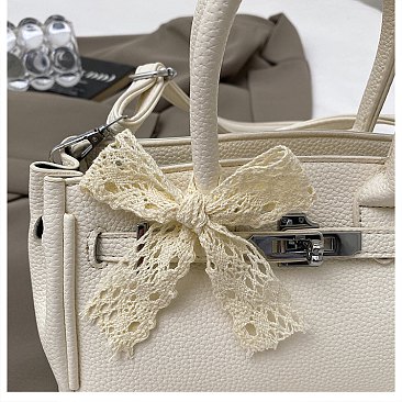 Small Size Bo-Tie Fashion Solid Color Satchel / Cross-Body