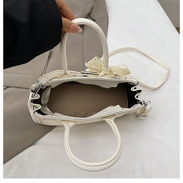 Small Size Bo-Tie Fashion Solid Color Satchel / Cross-Body