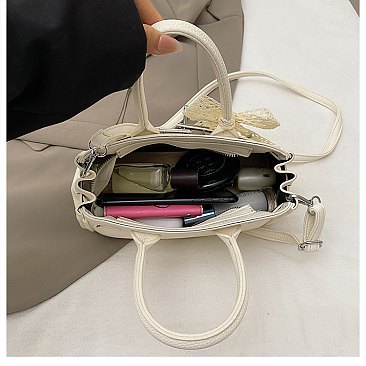 Small Size Bo-Tie Fashion Solid Color Satchel / Cross-Body