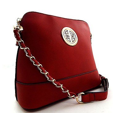 Fashion Emblem Chained Strap Dome Messenger