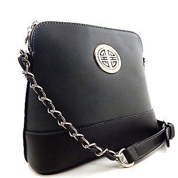 Fashion Emblem Chained Strap Dome Messenger