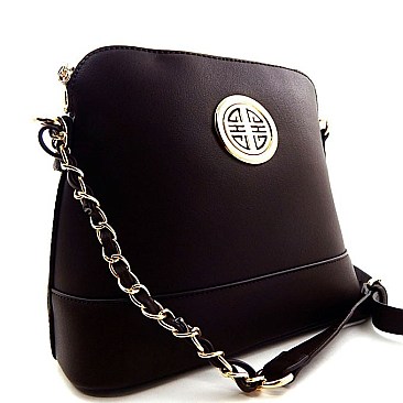 Fashion Emblem Chained Strap Dome Messenger