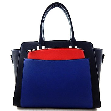 Color Block Saffiano Combo Satchel