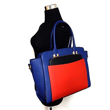 Color Block Saffiano Combo Satchel