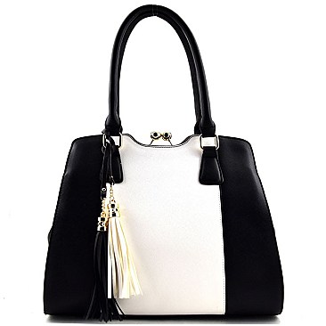 Framed Color Block Kiss-lock Satchel