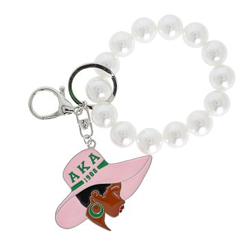 4" inch Afro  PEARL BEADED STRETCH BRACELET CHARM KEYCHAIN