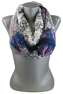 Pack of (12 Pieces) Assorted Color Stylish Floral Print Infinity Scarves FM-K6019
