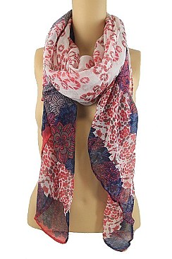 Pack of (12 Pieces ) Asssorted Color  Stylish Floral Print Scarves FM-K6020