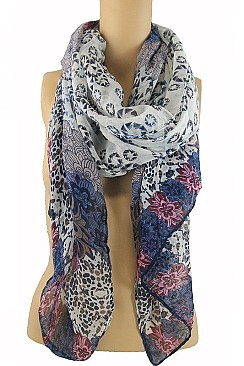 Pack of (12 Pieces ) Asssorted Color  Stylish Floral Print Scarves FM-K6020