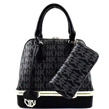 Nina Karina" NK Signature Bottom Compartment Boxy Satchel SET With Wallet