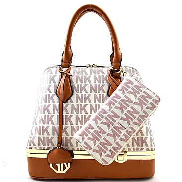 Nina Karina" NK Signature Bottom Compartment Boxy Satchel SET With Wallet