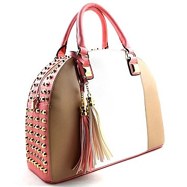 Rhinestone Studded Boxy Shape Satchel