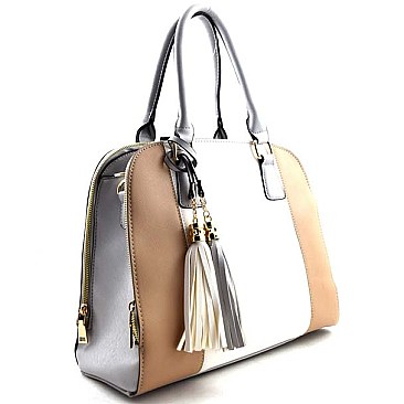 Foxy Style Dome Shape Color Block Satchel