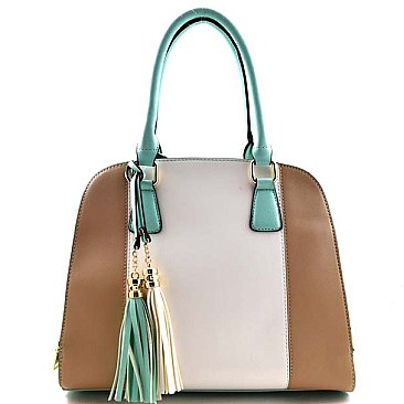 Foxy Style Dome Shape Color Block Satchel