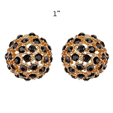 Trendy Stone Encrusted Ball Stud Earrings SLKE9129