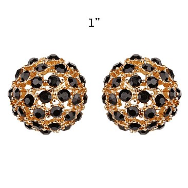 Trendy Stone Encrusted Ball Stud Earrings SLKE9129