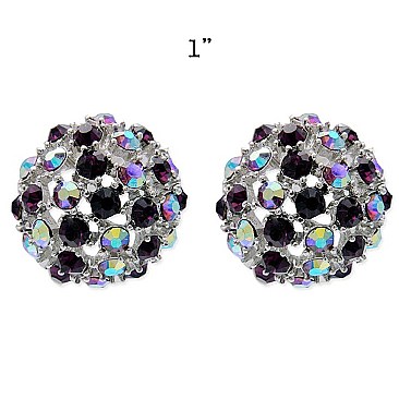 Trendy Stone Encrusted Ball Stud Earrings SLKE9129