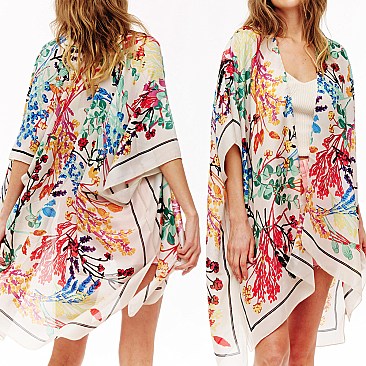 Floral PRINT SILKY WOMEN'S COVER-UP KIMONO