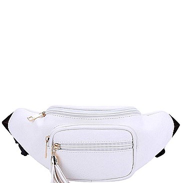 STYLISH SMOOTH FAUX LEATHER FASHION TASSELED TRAVEL WAIST BAG JYKL-089