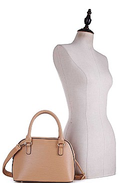 DOMED SATCHEL WITH LONG STRAP