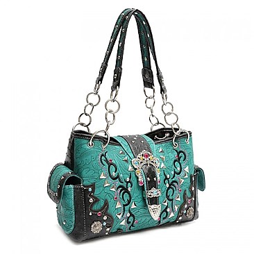 Westen Stoned Buckle Handbag KNL-8469