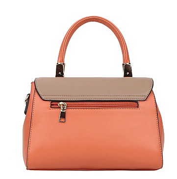 2 in 1 Color Block Satchel Bag